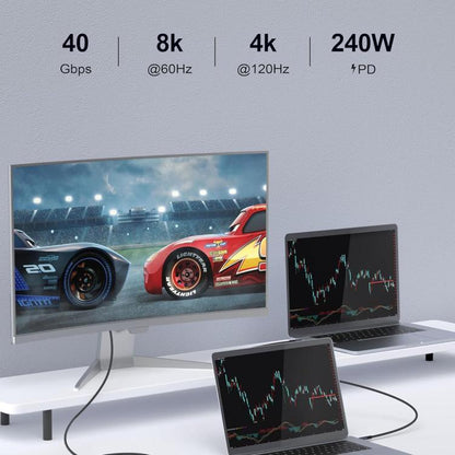 QGeeM USB4 Type-C PD 240W Fast Charging Cable With Digital Display, 40Gbps Data Transfer, 8K 60Hz Video Output For Laptop/Phone/Tablet 1m by QGeeM