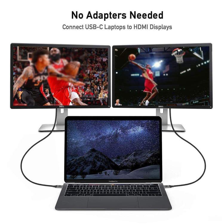 QGeeM USB-C/Type-C To HDMI Cable 4K 30Hz For Screen Mirroring & Extended Display, Cable Length: 1.2m by QGeeM