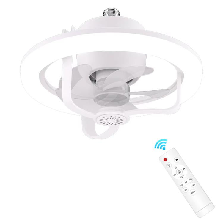 50W Ceiling Fan Light With E27 Socket 3 Speeds Adjustable RGB LED Strip(White) by bashfashion