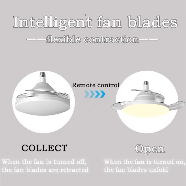 22.5-inch Invisible Blade Ceiling Fan Light with E27 Socket Dimmable LED, 3 Color Temperatures, 3 Speeds, 2H/4H Time(White) by bashfashion