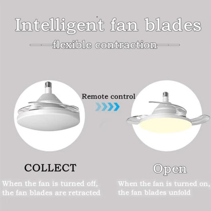 22.5-inch Invisible Blade Ceiling Fan Light with E27 Socket Dimmable LED, 3 Color Temperatures, 3 Speeds, 2H/4H Time(White) by bashfashion