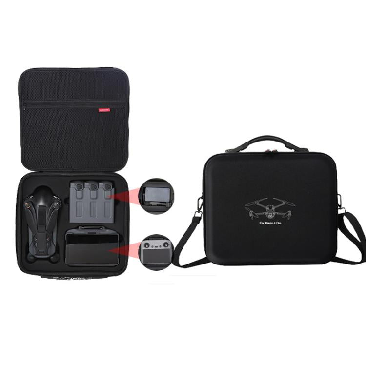 For DJI Mavic 4 Pro Fly More Combo / Creator Combo Carrying Case Durable PU Crossbody Shoulder Bag(Black) by bashfashion