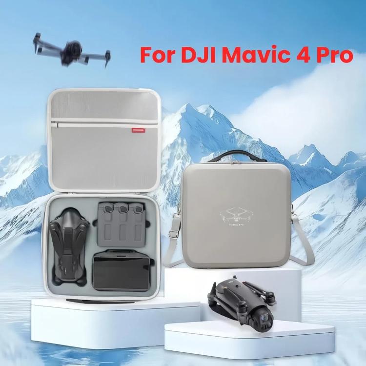 For DJI Mavic 4 Pro Fly More Combo / Creator Combo Carrying Case Durable PU Crossbody Shoulder Bag(Gray) by bashfashion