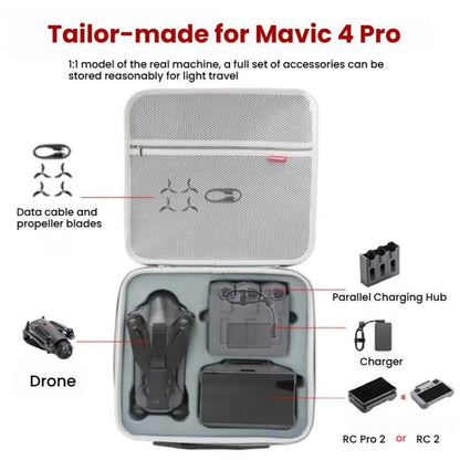 For DJI Mavic 4 Pro Fly More Combo / Creator Combo Carrying Case Durable PU Crossbody Shoulder Bag(Black) by bashfashion