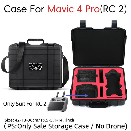 For DJI Mavic 4 Pro Fly More Combo RC 2 Explosion-Proof Box EVA Shockproof Storage Case With Shoulder Strap(Black) by bashfashion