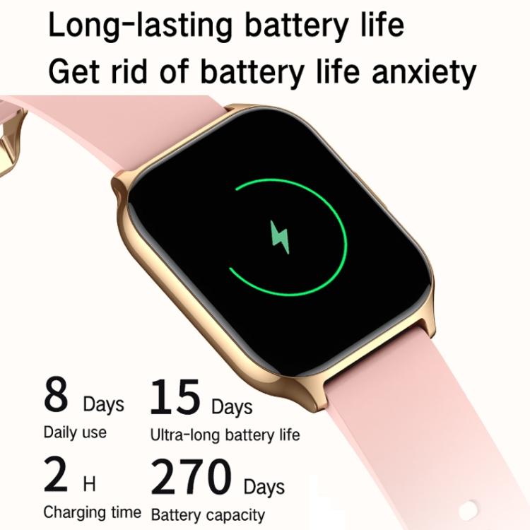 Blood Oxygen / Sleep / Heart Rate Health Monitoring Smart Watch Square Sports Double Strap Watch(Gold Steel+Silicone Pink) by bashfashion