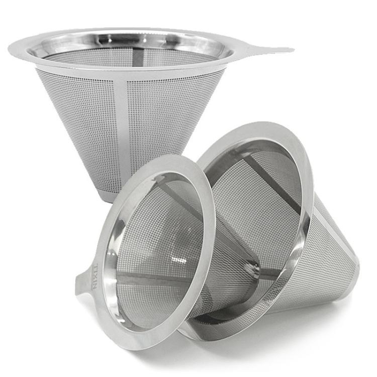304 Stainless Steel Coffee Filter Reusable Mesh for Pour Over/Drip Coffee Maker, Spec: 2-4 Cups by bashfashion