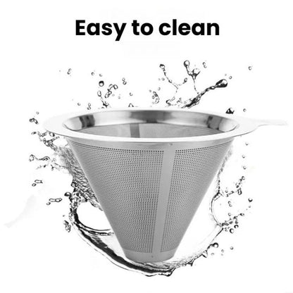 304 Stainless Steel Coffee Filter Reusable Mesh for Pour Over/Drip Coffee Maker, Spec: 2-4 Cups by bashfashion