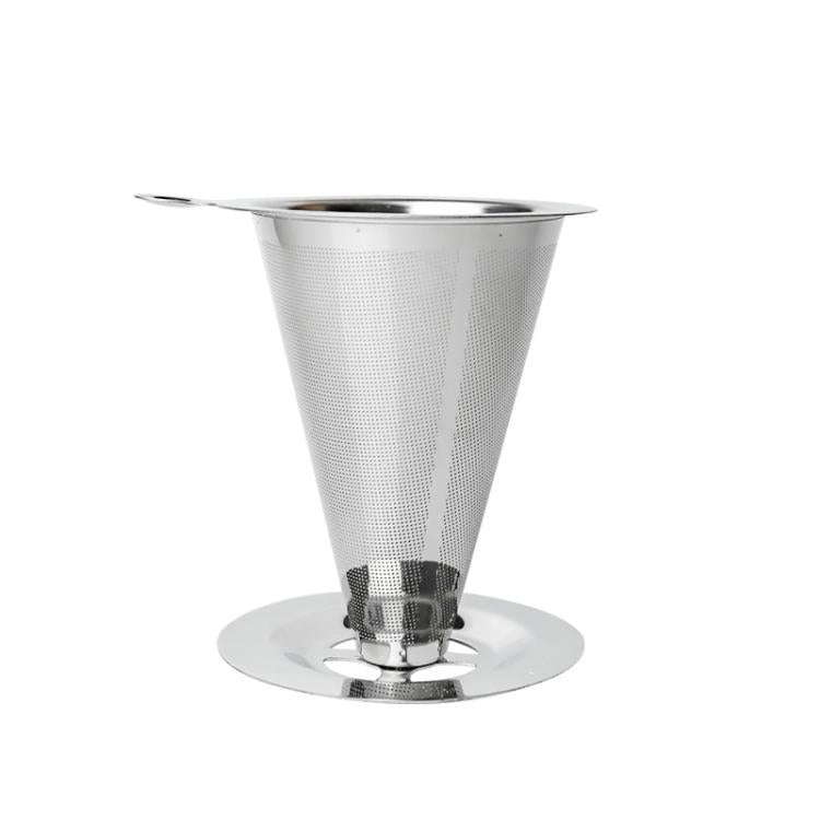 V60 Stainless Steel Coffee Filter with Base for Pour Over Brewing, Spec: 1-3 Cups 300-mesh by bashfashion