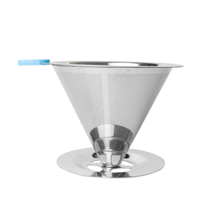 V60 Stainless Steel Coffee Filter with Base for Pour Over Brewing, Spec: 1-4 Cups 300-mesh by bashfashion