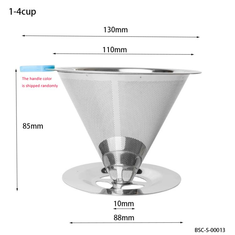 V60 Stainless Steel Coffee Filter with Base for Pour Over Brewing, Spec: 1-4 Cups 300-mesh by bashfashion