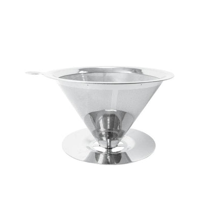 V60 Stainless Steel Coffee Filter with Base for Pour Over Brewing, Spec: 1-8 Cups 300-mesh by bashfashion