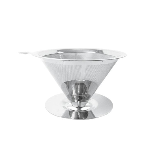 V60 Stainless Steel Coffee Filter with Base for Pour Over Brewing, Spec: 1-8 Cups 300-mesh by bashfashion