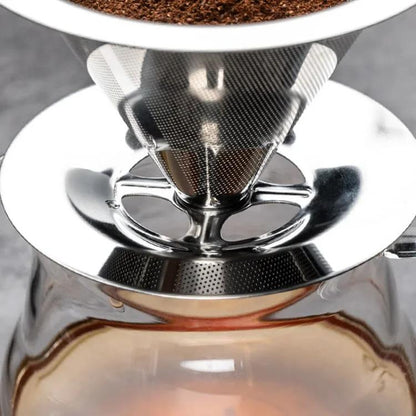 V60 Stainless Steel Coffee Filter with Base for Pour Over Brewing, Spec: 1-6 Cups 600-mesh by bashfashion