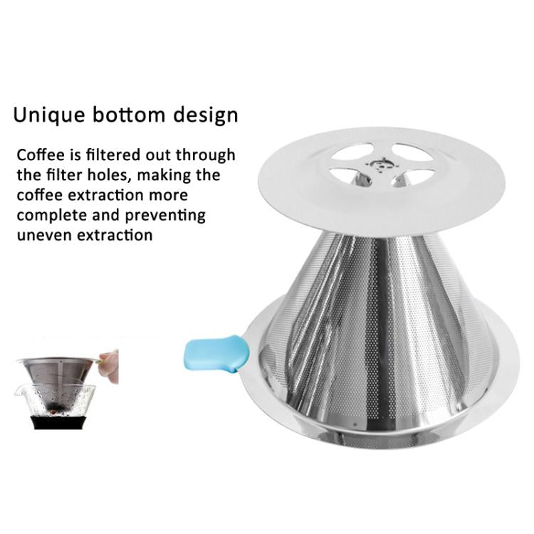V60 Stainless Steel Coffee Filter with Base for Pour Over Brewing, Spec: 1-6 Cups 600-mesh by bashfashion