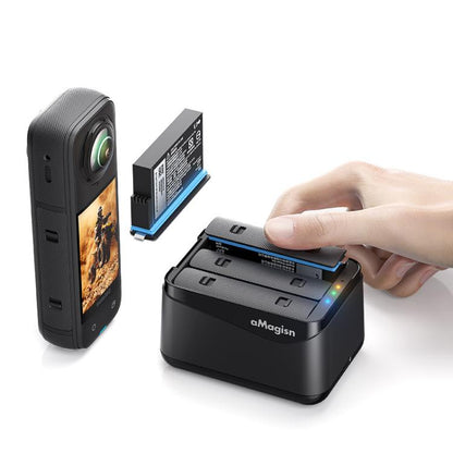 For Insta360 X5 Camera AMagisn Battery Charger Fast Charging Station For 3 Batteries Simultaneously by aMagisn