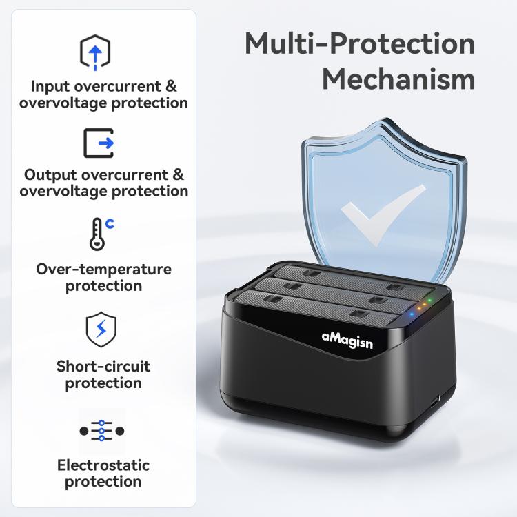 For Insta360 X5 Camera AMagisn Battery Charger Fast Charging Station For 3 Batteries Simultaneously by aMagisn