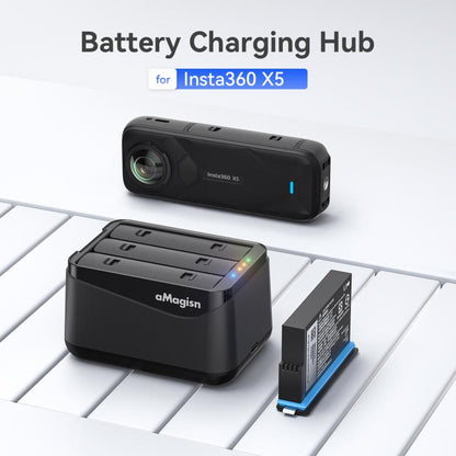 For Insta360 X5 Camera AMagisn Battery Charger Fast Charging Station For 3 Batteries Simultaneously by aMagisn