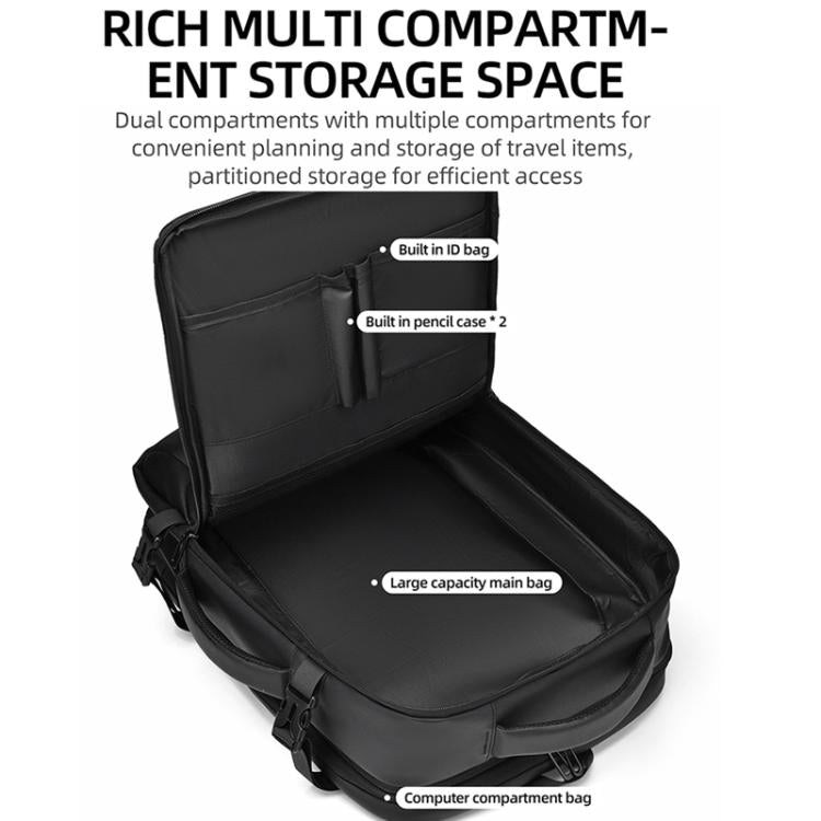 WEIXIER B759 Simple Expandable Men Shoulder Bag Large Capacity Laptop Backpacks(Black) by WEIXIER
