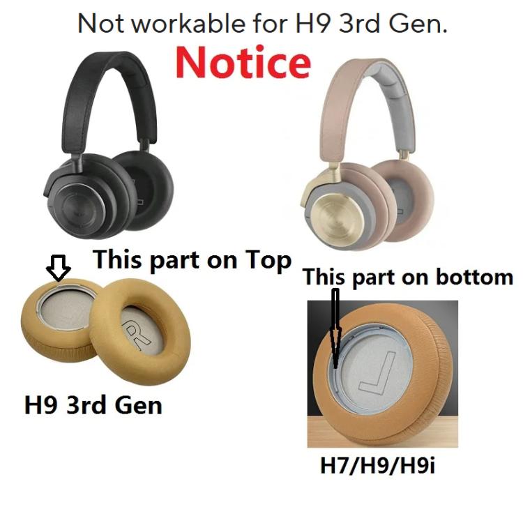 For Bang & Olufsen Beoplay H9 H7 H9i 1pair Replacement Ear Cushions with Snap-On Design(Protein Leather Khaki) by bashfashion