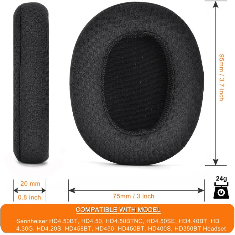 1pair Ear Cushions For Sennheiser HD 4.50BT, HD 4.50, HD 4.50BTNC, HD 4.50SE, HD 4.40BT, HD 4.30G, HD 4.20S, HD 458BT, HD 450, HD 450BT, HD 400S, HD 350BT(Football Net Black) by bashfashion