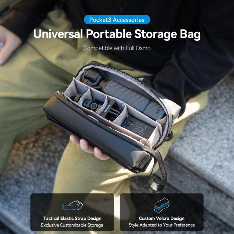 For DJI Osmo Pocket 3 Creator Combo TELESIN Universal Portable Storage Bag Carrying Case(Black) by TELESIN