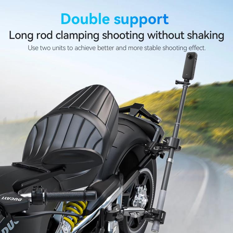 TELESIN Camera Double Clip Crab Clamp 360 Rotating Motorcycle Bicycle Handlebar Mount(Black) by TELESIN