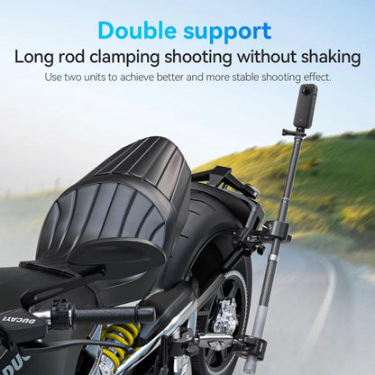 TELESIN Camera Double Clip Crab Clamp 360 Rotating Motorcycle Bicycle Handlebar Mount(Black) by TELESIN