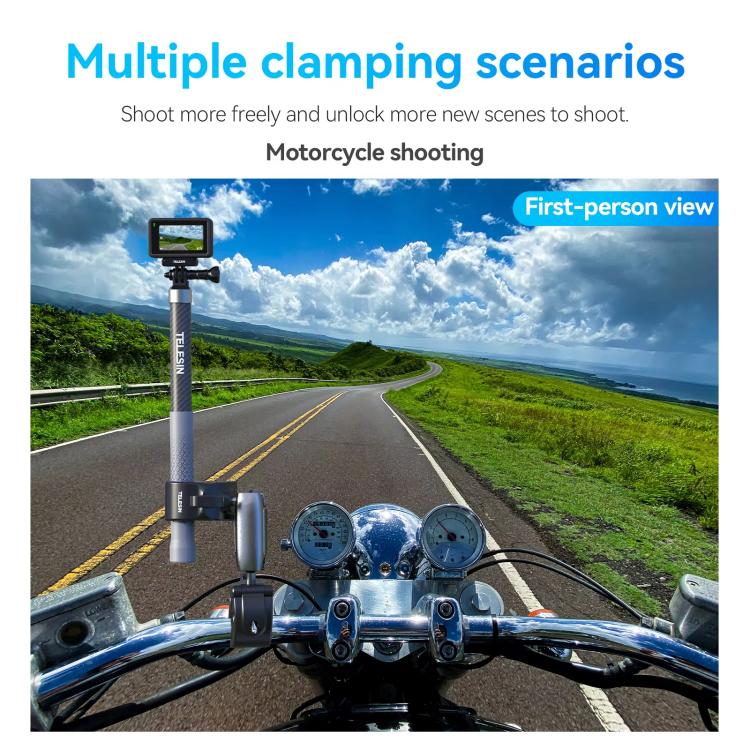 TELESIN Camera Double Clip Crab Clamp 360 Rotating Motorcycle Bicycle Handlebar Mount(Black) by TELESIN