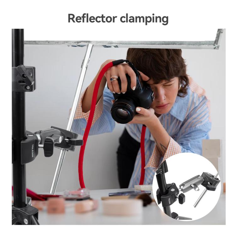 TELESIN Camera Double Clip Crab Clamp 360 Rotating Motorcycle Bicycle Handlebar Mount(Black) by TELESIN