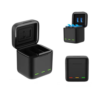 For GoPro HERO13 Black TELESIN 3 Slots Charging Case Compact Storage Box(Black) by TELESIN