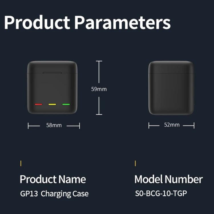 For GoPro HERO13 Black TELESIN 3 Slots Charging Case Compact Storage Box(Black) by TELESIN