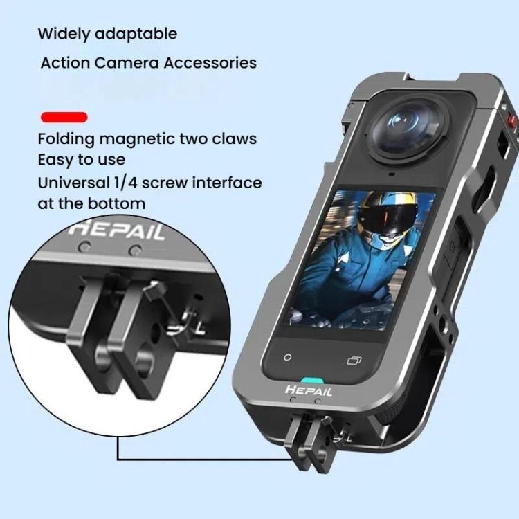 For Insta360 X5 HEPAIL AC-81 Metal Rabbit Cage Extended Protective Frame by HEPAIL