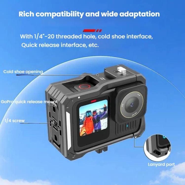 HEPAIL AC68 Aluminum Alloy Rabbit Cage Frame For GoPro HERO13 Black /12 Black /11 Black /10 Black /9 Black by HEPAIL