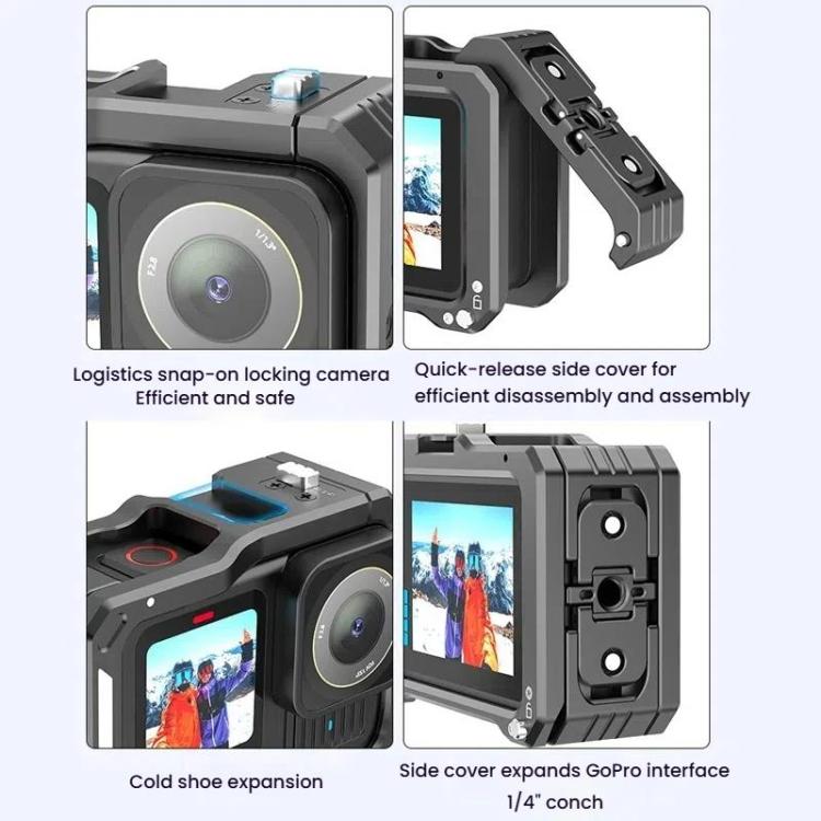 HEPAIL AC68 Aluminum Alloy Rabbit Cage Frame For GoPro HERO13 Black /12 Black /11 Black /10 Black /9 Black by HEPAIL