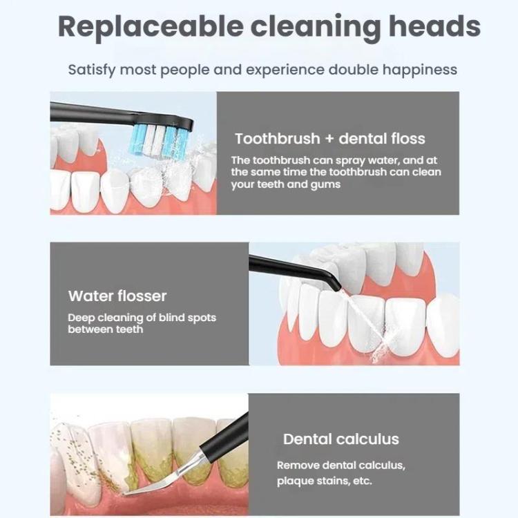 3-in-1 Electric Toothbrush, Water Flosser & Oral Irrigator with 180mL Detachable Tank(White) by bashfashion