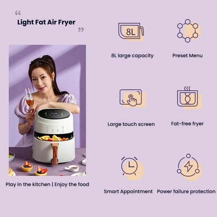 8L Air Fryer Household Multi-Function Large Capacity Oil-Free Electric Fryer, Color: Black US Plug by bashfashion