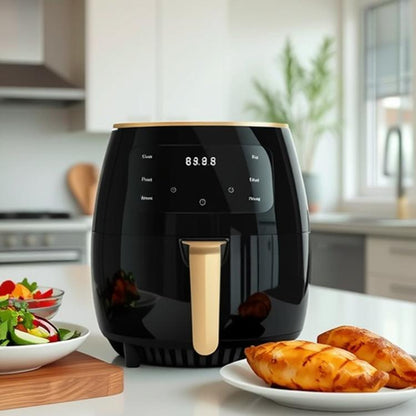6L 1400W Air Fryer Household Large Capacity French Fry Maker Multifunctional Electric Fryer, Color: Black EU Plug by bashfashion