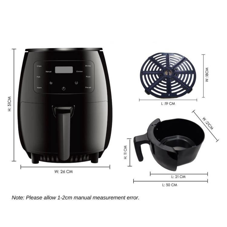 6L 1400W Air Fryer Household Large Capacity French Fry Maker Multifunctional Electric Fryer, Color: Black UK Plug by bashfashion