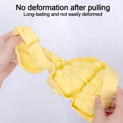 4 Grids Flower Ice Cream Silicone Mold Home Use Food-Grade Ice Pop Mold(Yellow) by bashfashion