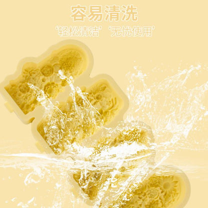 4 Grids Flower Ice Cream Silicone Mold Home Use Food-Grade Ice Pop Mold(Yellow) by bashfashion