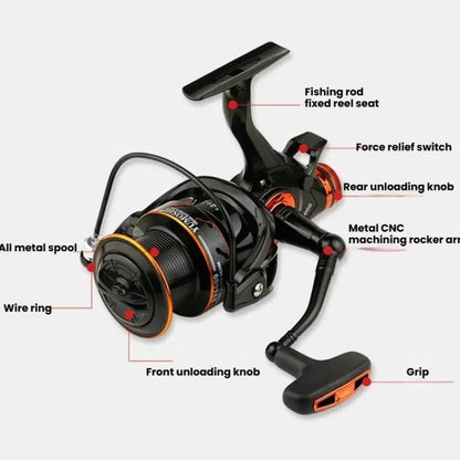 YUMOSHI KV4000 Dual Brake Long Cast Fishing Reel with Metal Spool 5.2:1 Gear Ratio by YUMOSHI