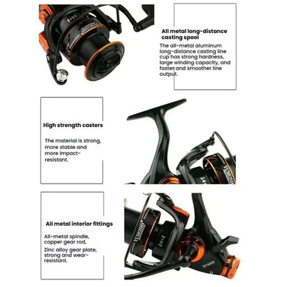 YUMOSHI KV5000 Dual Brake Long Cast Fishing Reel with Metal Spool 5.2:1 Gear Ratio by YUMOSHI