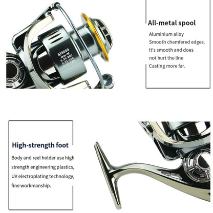 YUMOSHI SJ4000 Seamless Saltwater Spinning Fishing Reel Full Metal Spool 5.2:1 Gear Ratio by YUMOSHI