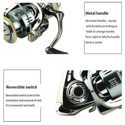 YUMOSHI SJ2000 Seamless Saltwater Spinning Fishing Reel Full Metal Spool 5.2:1 Gear Ratio by YUMOSHI