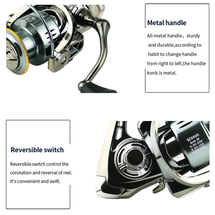 YUMOSHI SJ7000 Seamless Saltwater Spinning Fishing Reel Full Metal Spool 5.2:1 Gear Ratio by YUMOSHI