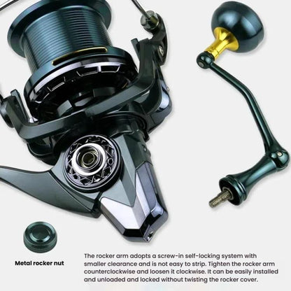 YUMOSHI TC10000 Guide Rod Structure All-Metal Spinning Reel Zero Backlash 4.7:1 Gear Ratio, Screw-In Handle for Surf Casting & Anchoring by YUMOSHI