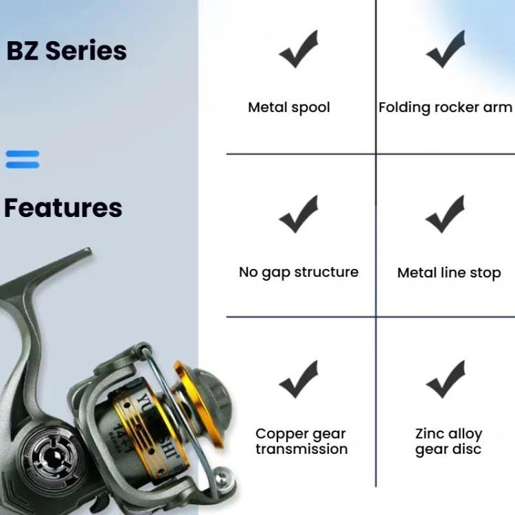 YUMOSHI BZ800 Zero-Gap Mini Spinning Reel for Rock/Ice/Raft/Lure Fishing, 5.2:1 Gear Ratio by YUMOSHI