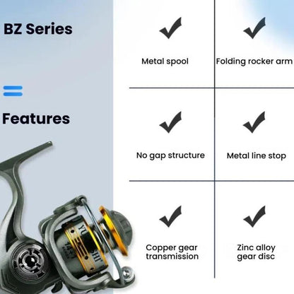 YUMOSHI BZ500 Zero-Gap Mini Spinning Reel for Rock/Ice/Raft/Lure Fishing, 5.2:1 Gear Ratio by YUMOSHI