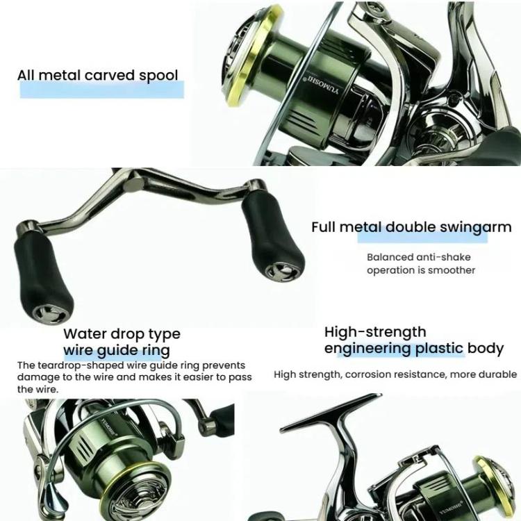 YUMOSHI SE4000 Dual Handle Zero-Gap Spinning Reel Balanced Anti-Shake Design, 5.2:1 Gear Ratio by YUMOSHI